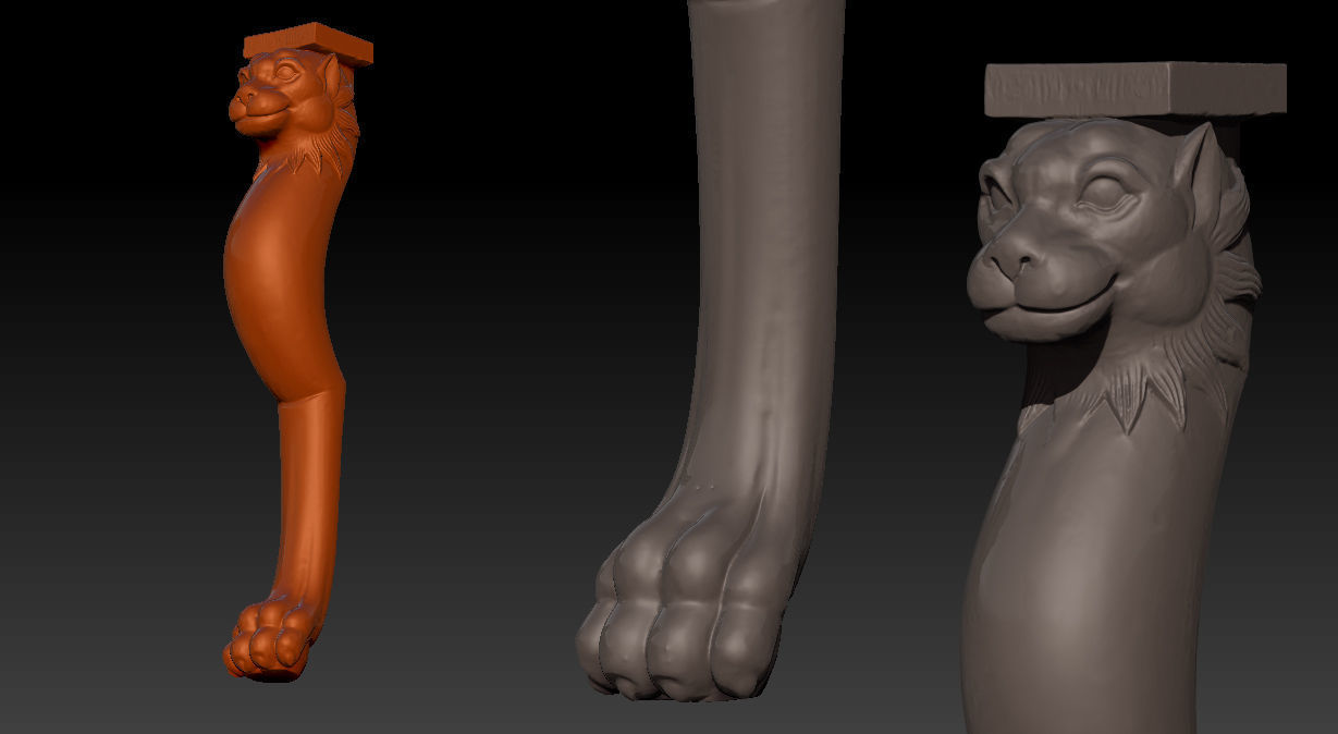 Carved Chair Table Baroque 3D model 3D print model_1