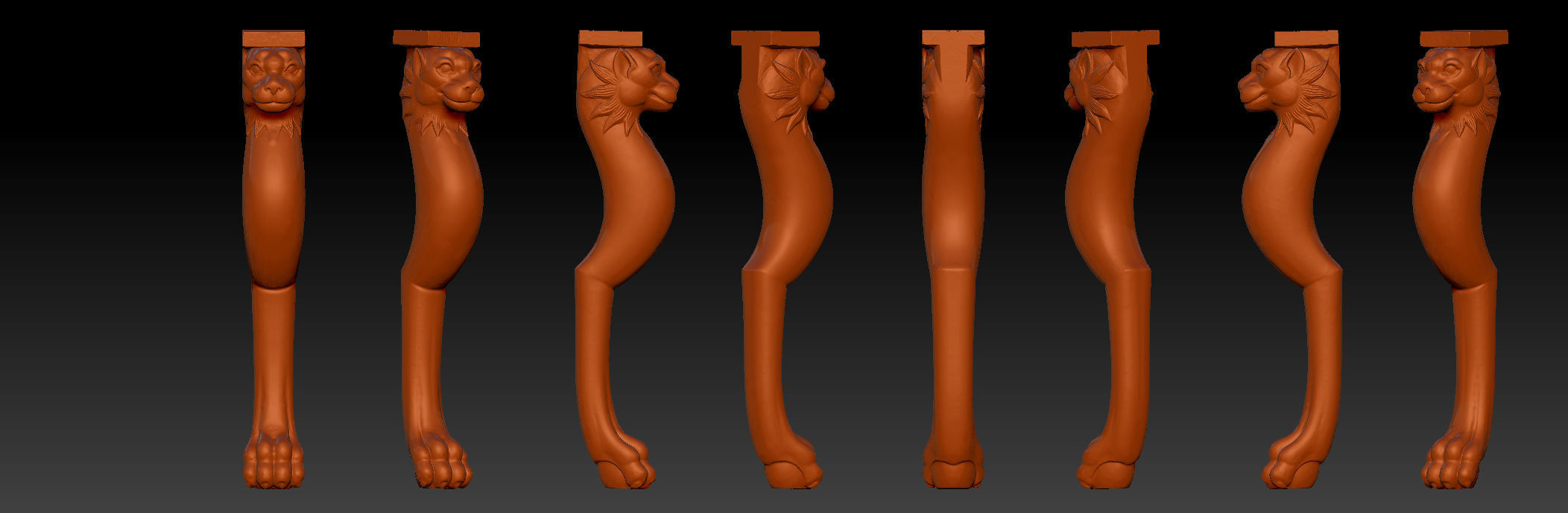 Carved Chair Table Baroque 3D model 3D print model_10