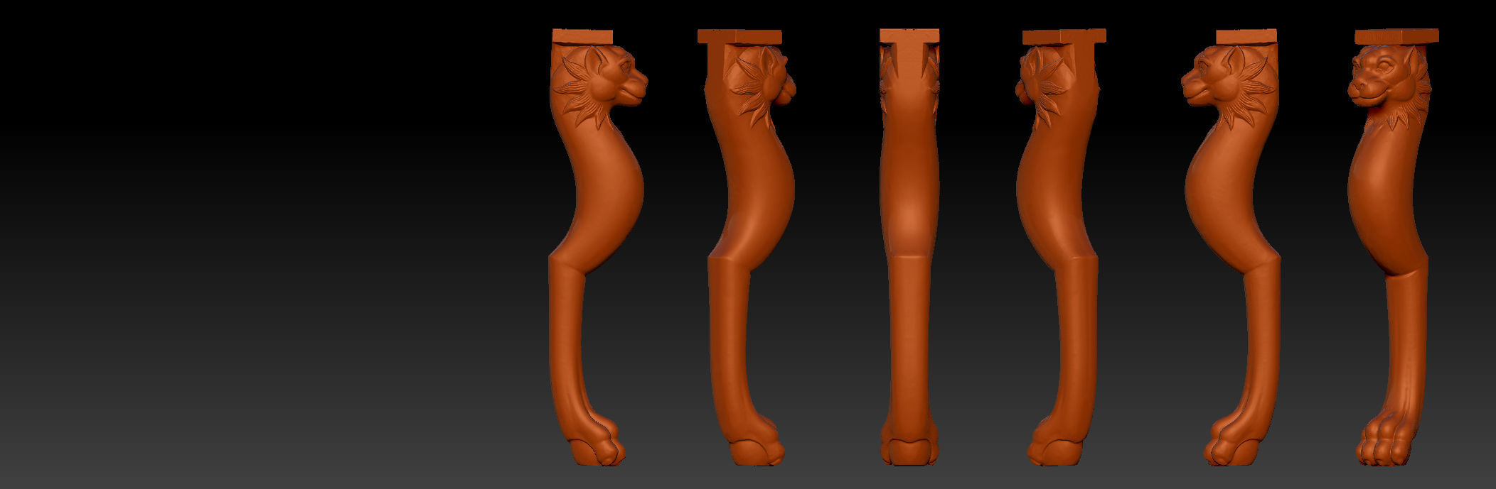 Carved Chair Table Baroque 3D model 3D print model_8