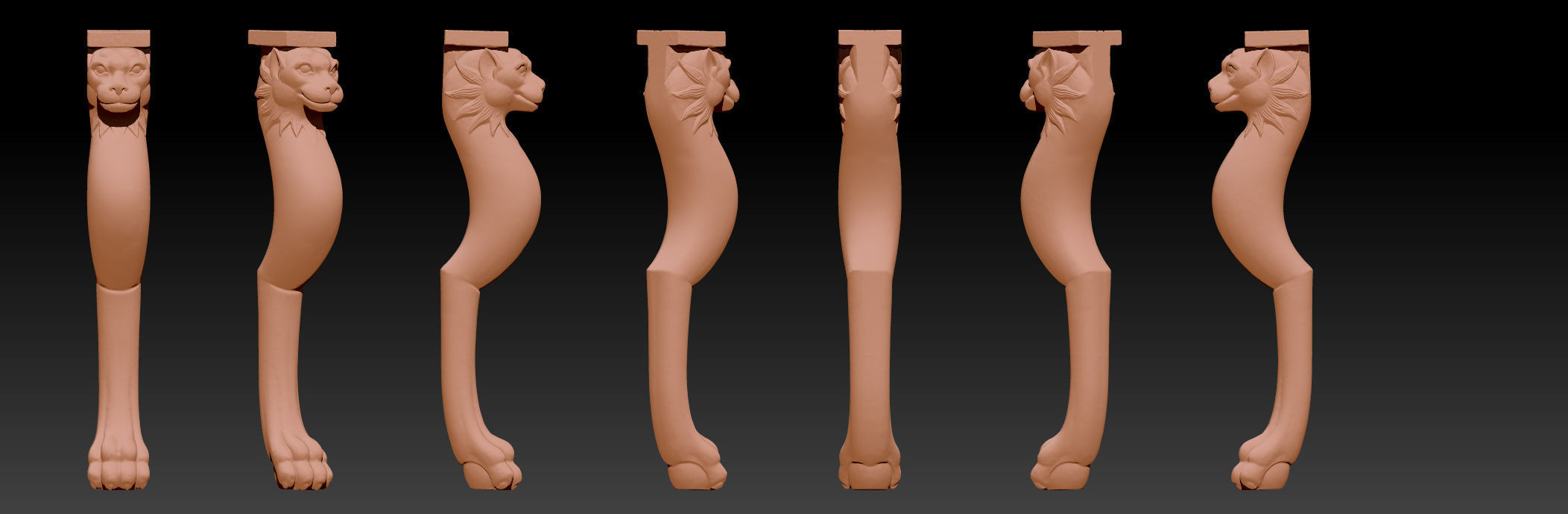 Carved Chair Table Baroque 3D model 3D print model_18