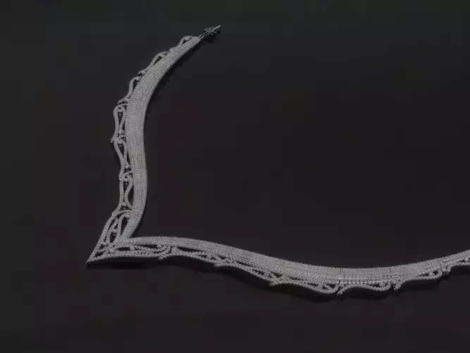 diamond set edwardian necklace in gold 3D model