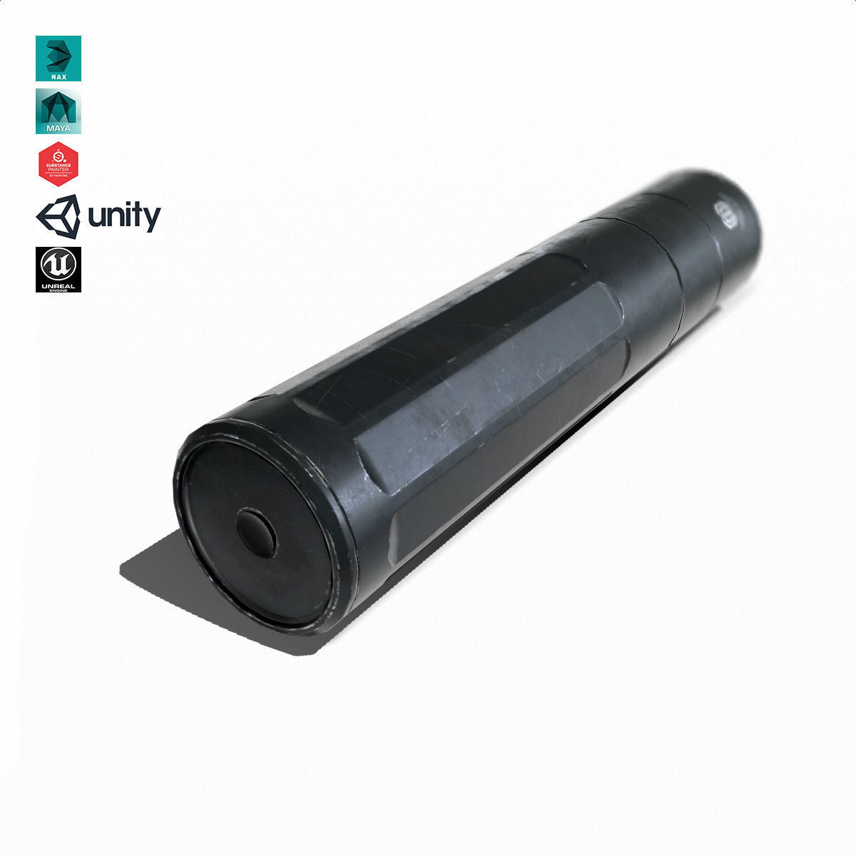 Suppressor Set-02 Low-poly 3D model_3