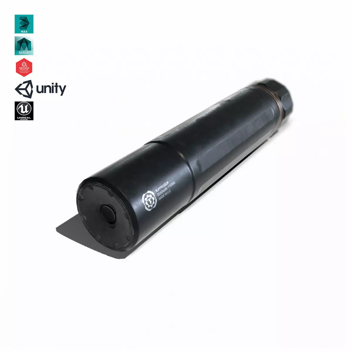 Suppressor Set-02 Low-poly 3D model_0