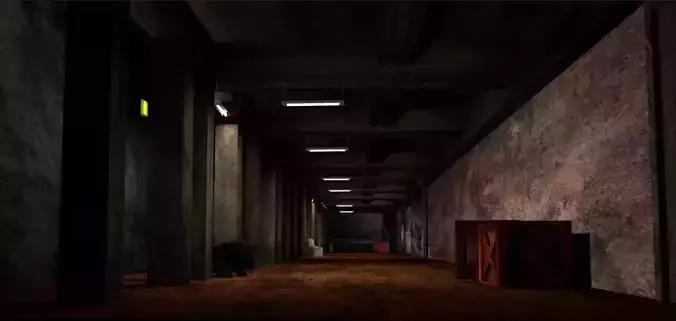 3d models empty hallway in video game