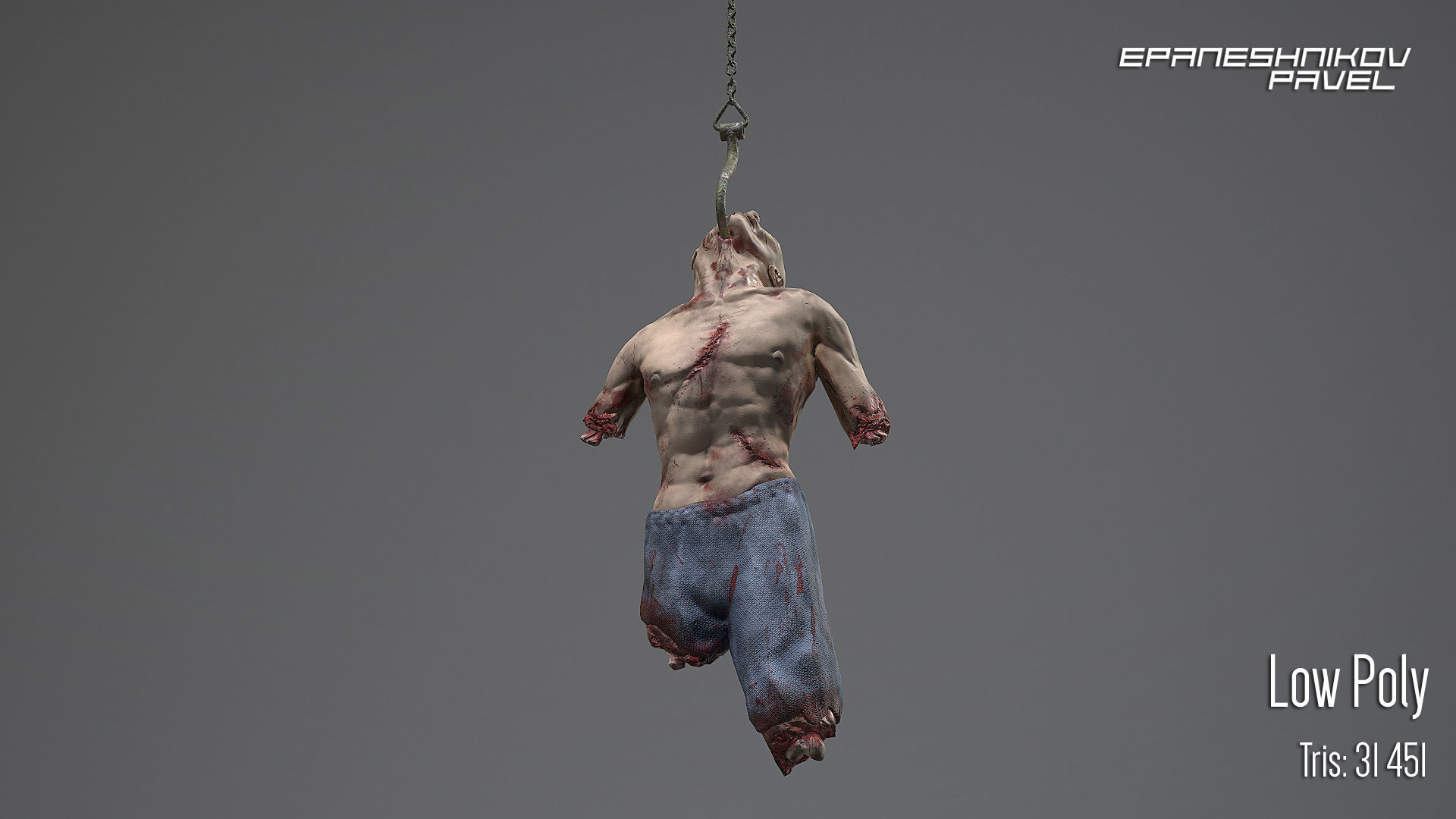 Dead man Low-poly 3D model_5