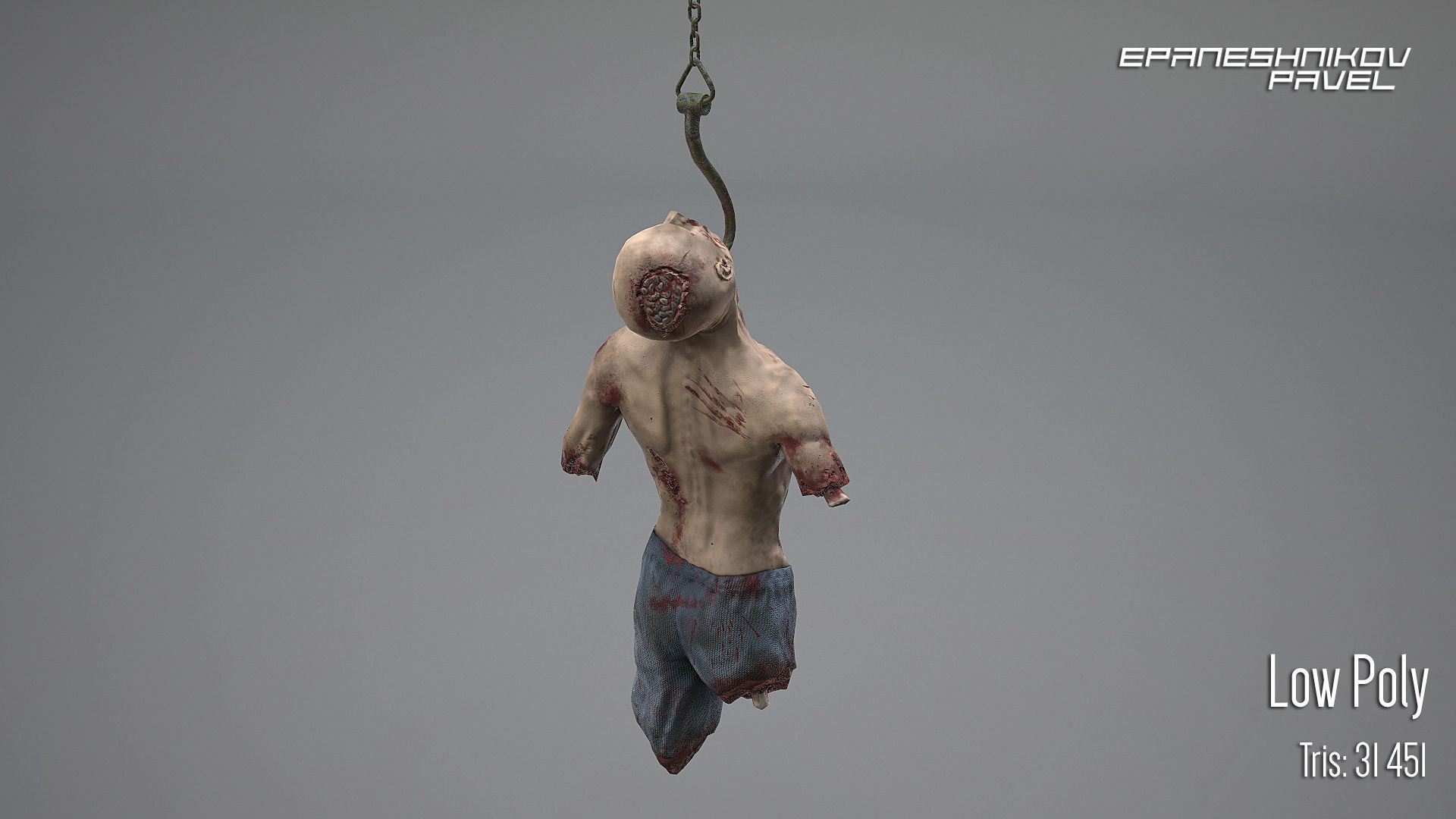 Dead man Low-poly 3D model_4