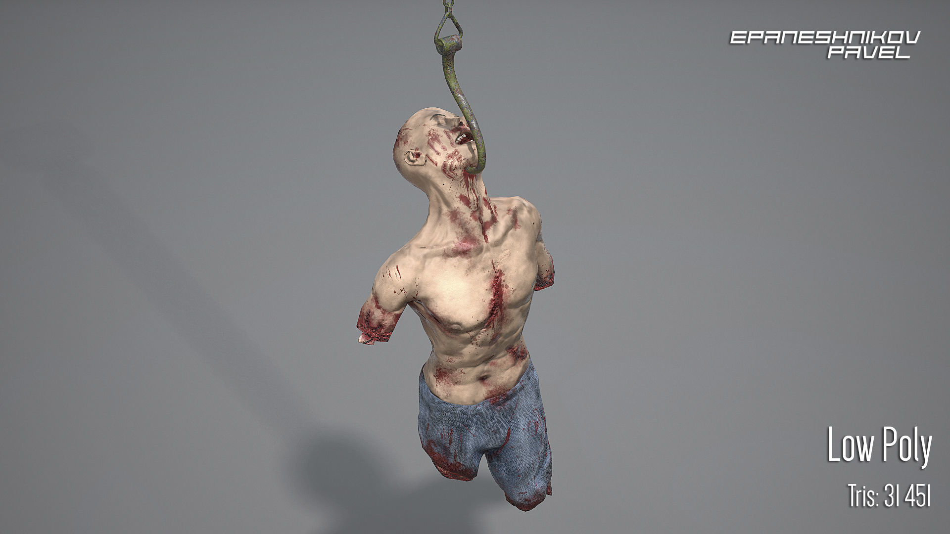 Dead man Low-poly 3D model_3