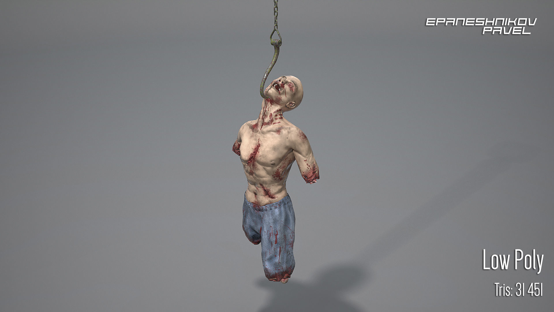 Dead man Low-poly 3D model_2