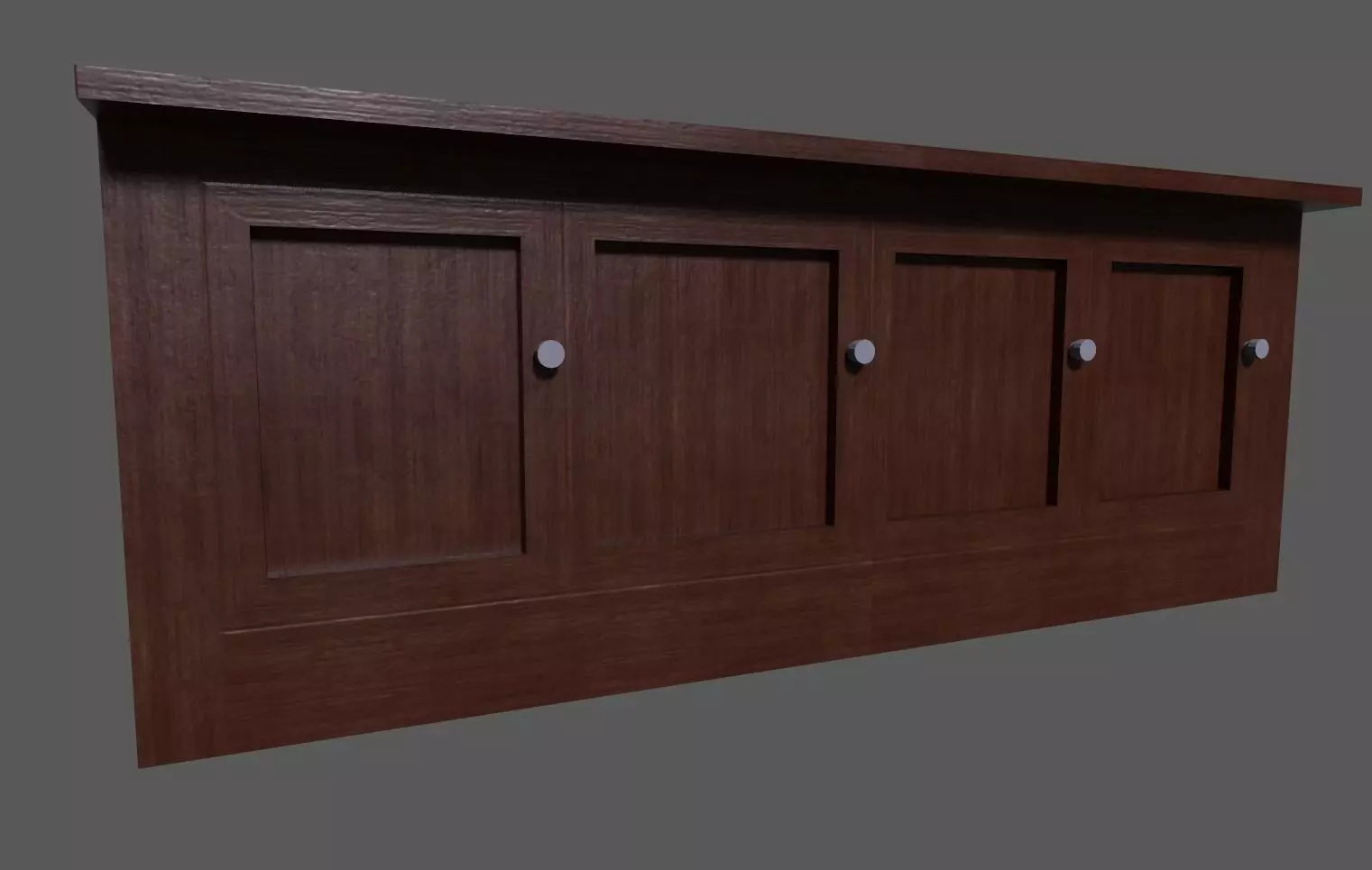 Table wooden cabinet with doors and drawers Low-poly 3D model_0