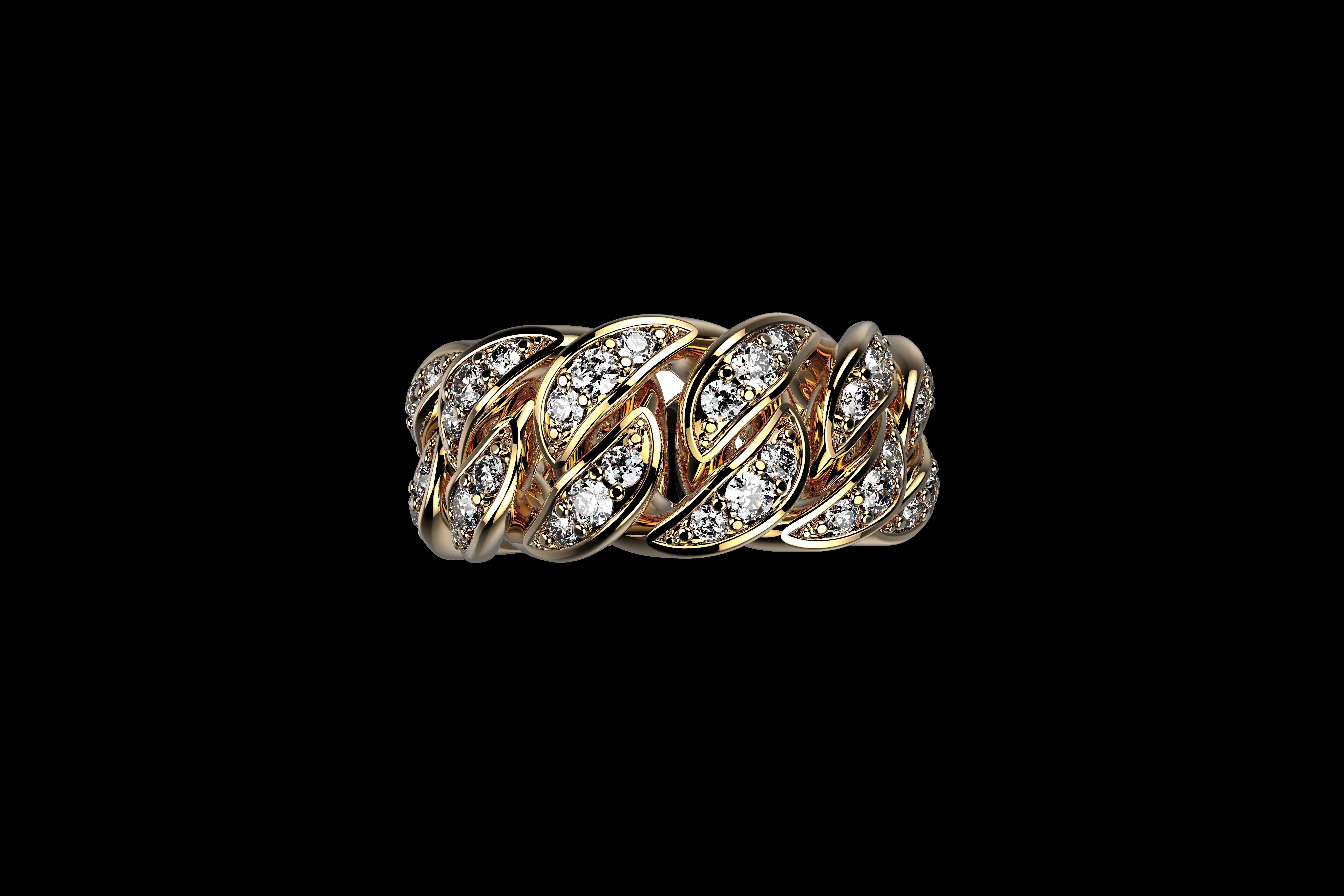 Diamond Cuban Ring 3D print model_4