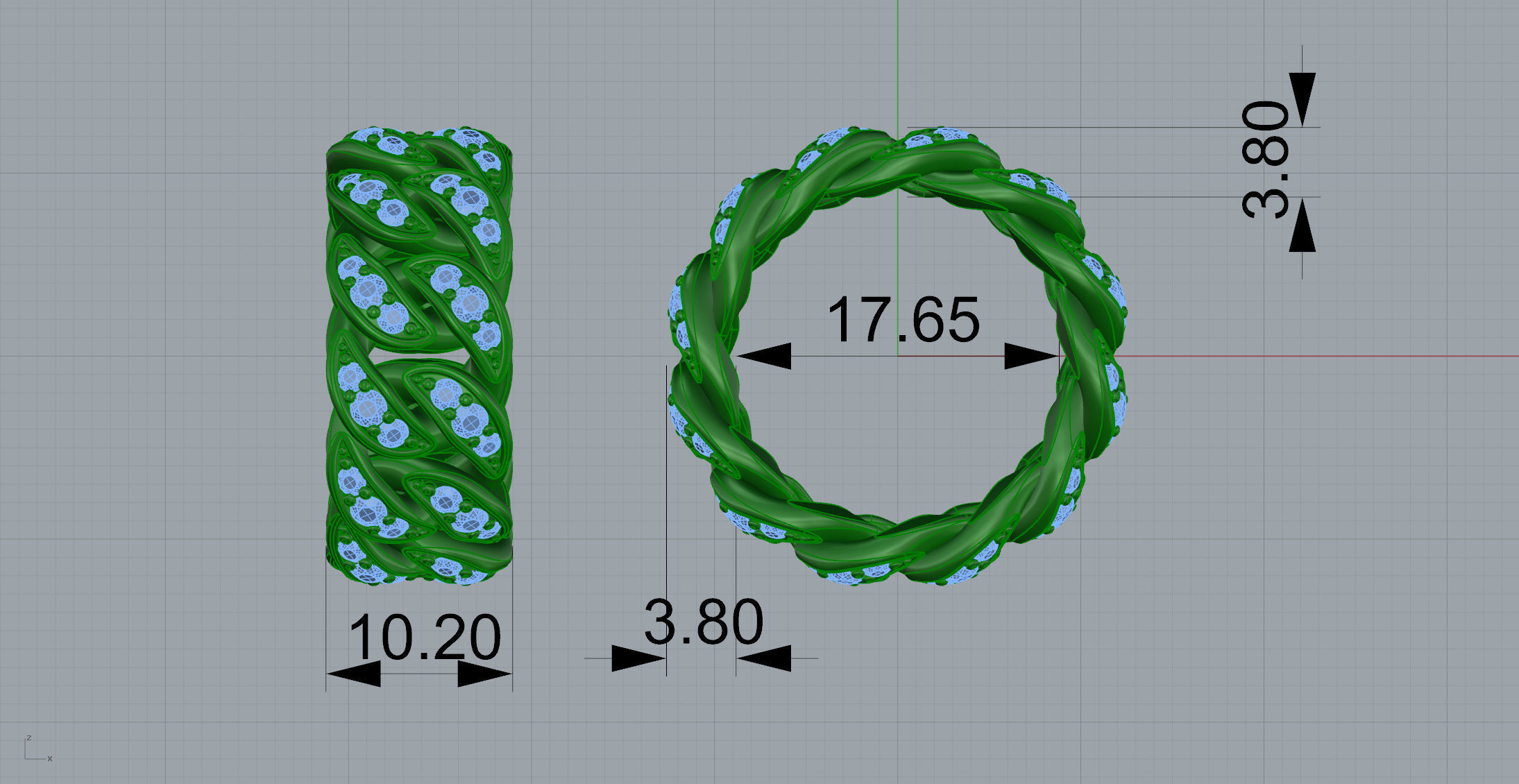 Diamond Cuban Ring 3D print model_5