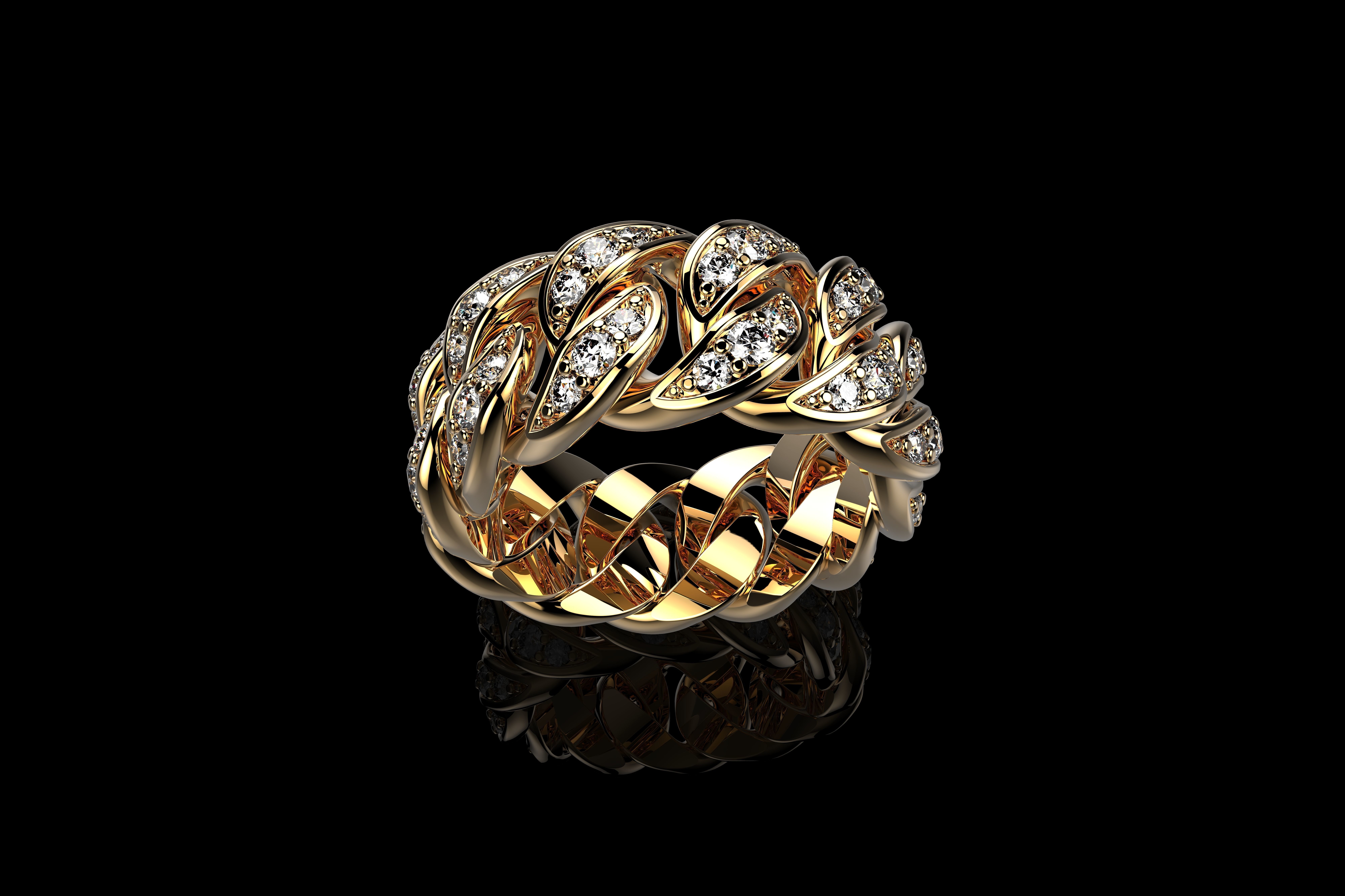 Diamond Cuban Ring 3D print model_1