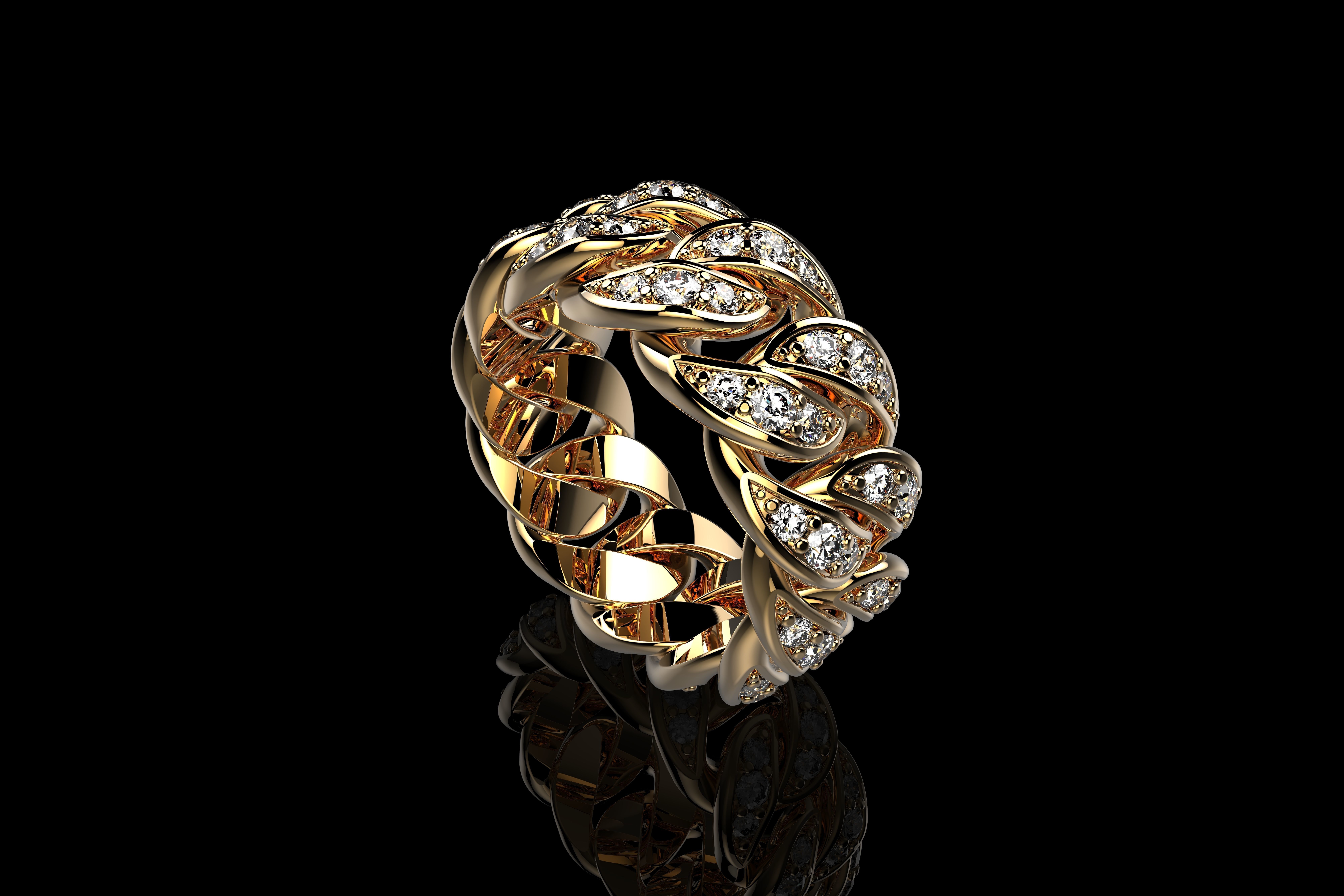 Diamond Cuban Ring 3D print model_2