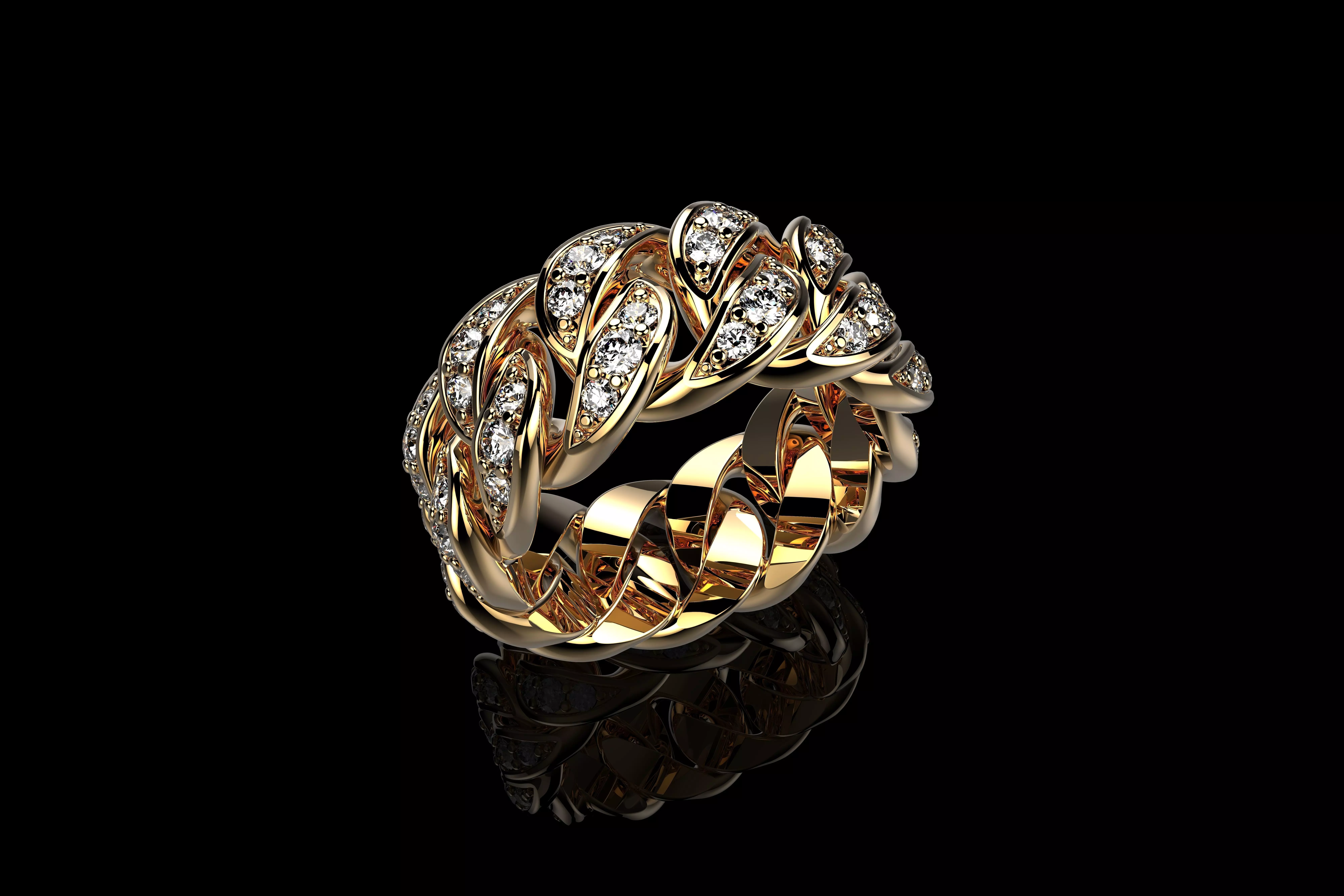 Diamond Cuban Ring 3D print model_0