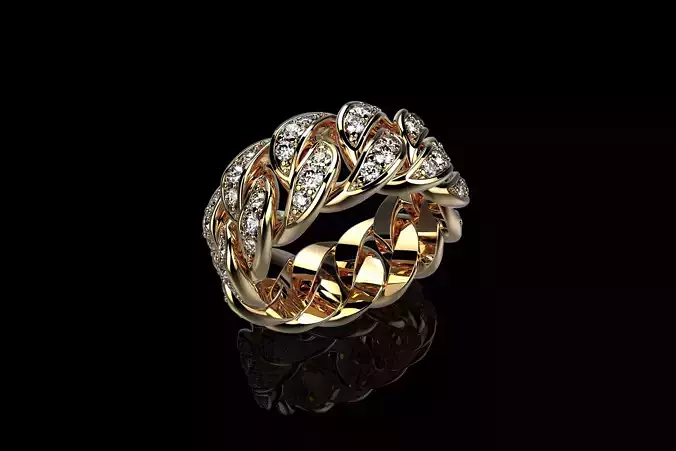 Diamond Cuban Ring 3D print model