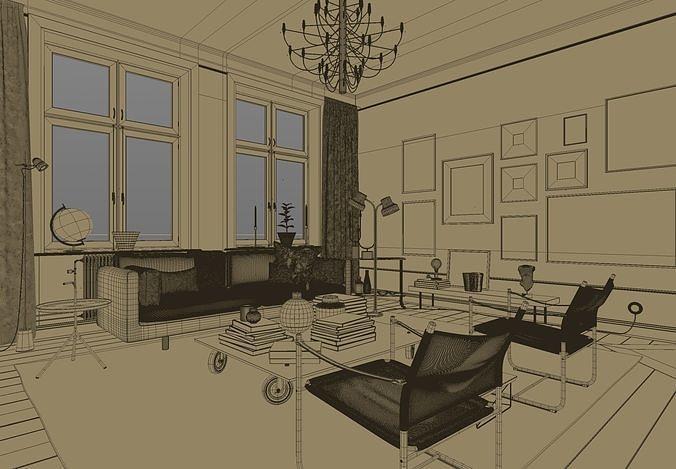 Stockholm Interior scene 3D model 7
