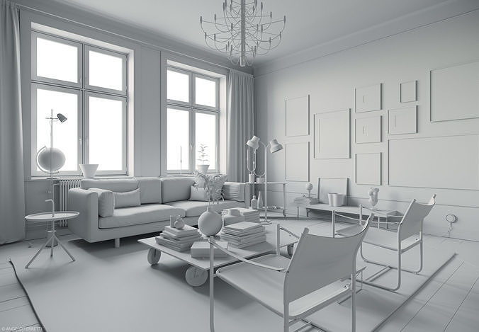 Stockholm Interior scene 3D model 4