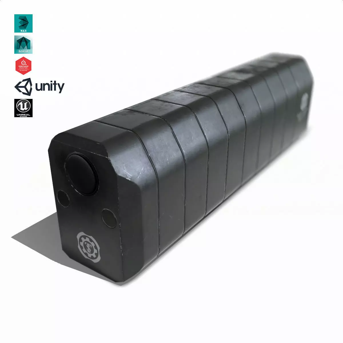 Suppressor Set-05 Low-poly 3D model_0