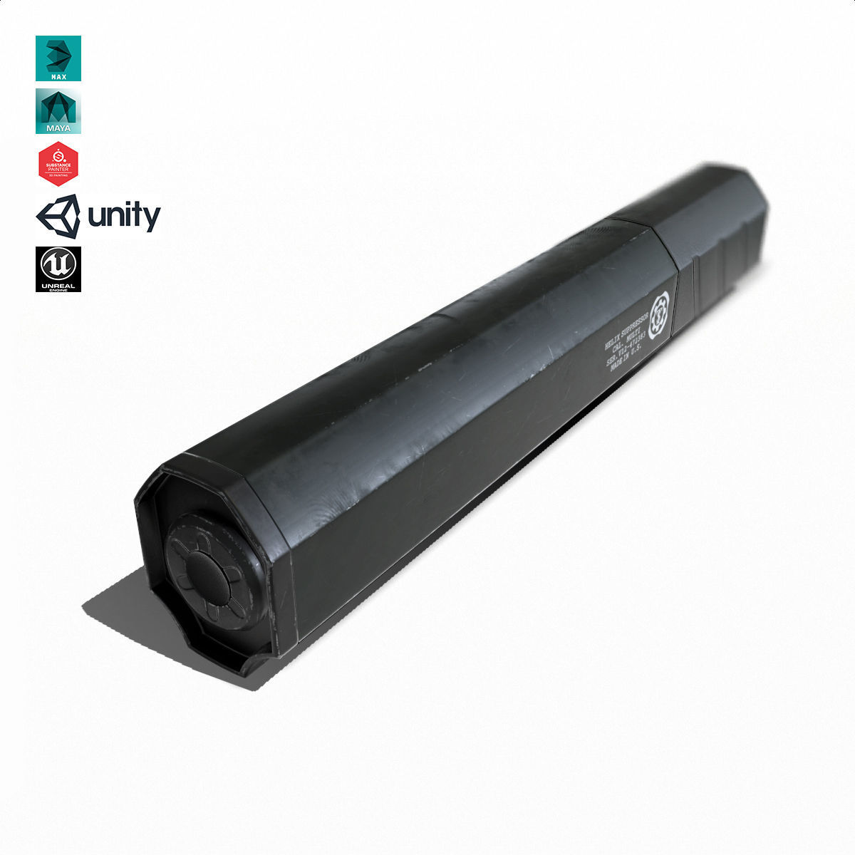 Suppressor Set-05 Low-poly 3D model_3