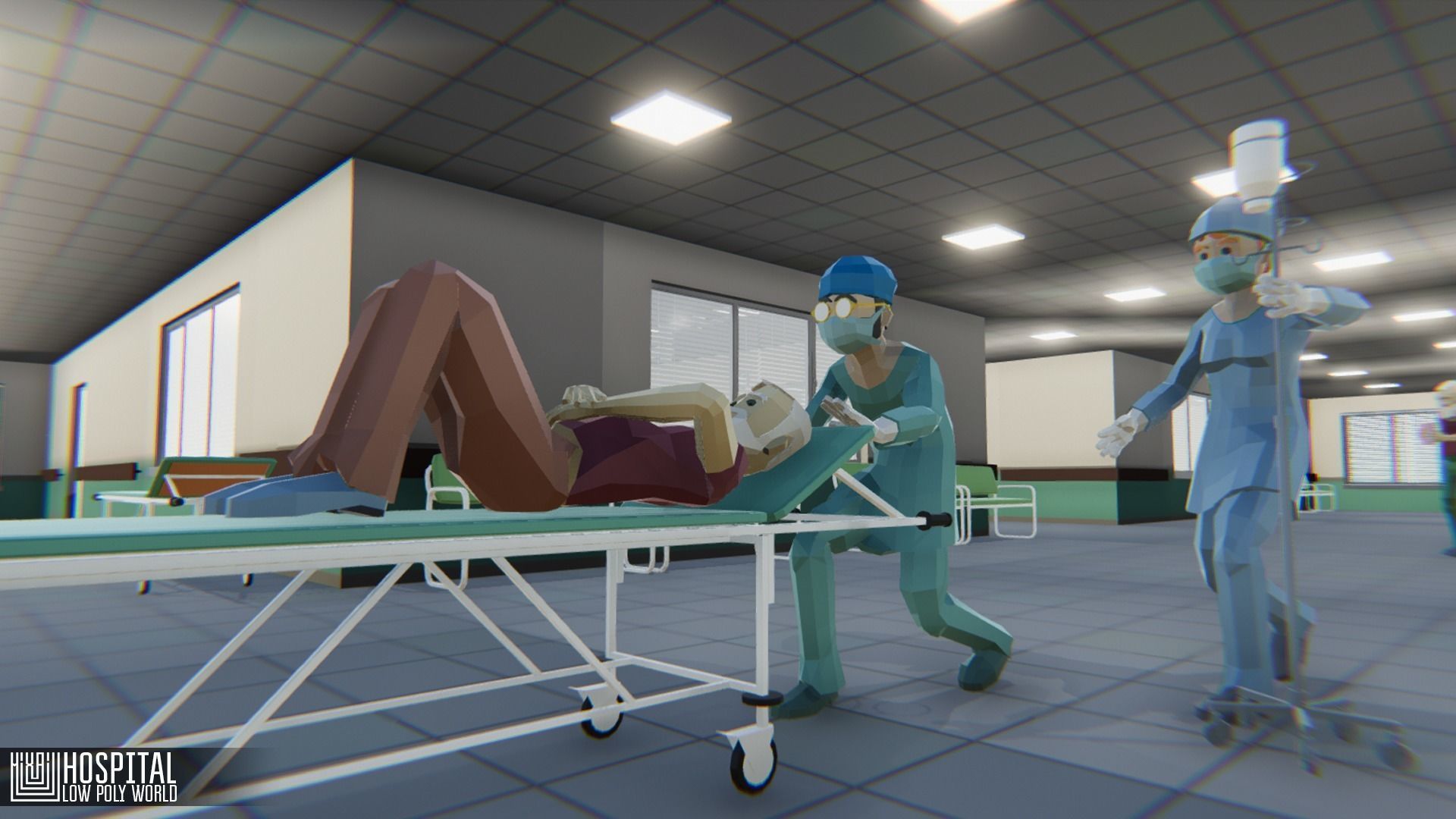 LOW POLY WORLD - HOSPITAL Low-poly 3D model_4