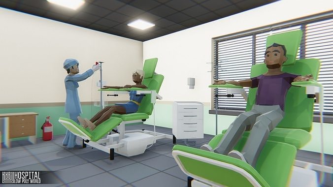 LOW POLY WORLD - HOSPITAL Low-poly 3D model