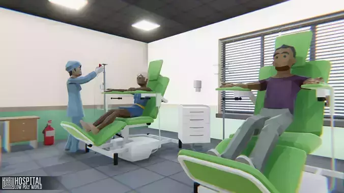 LOW POLY WORLD - HOSPITAL Low-poly 3D model