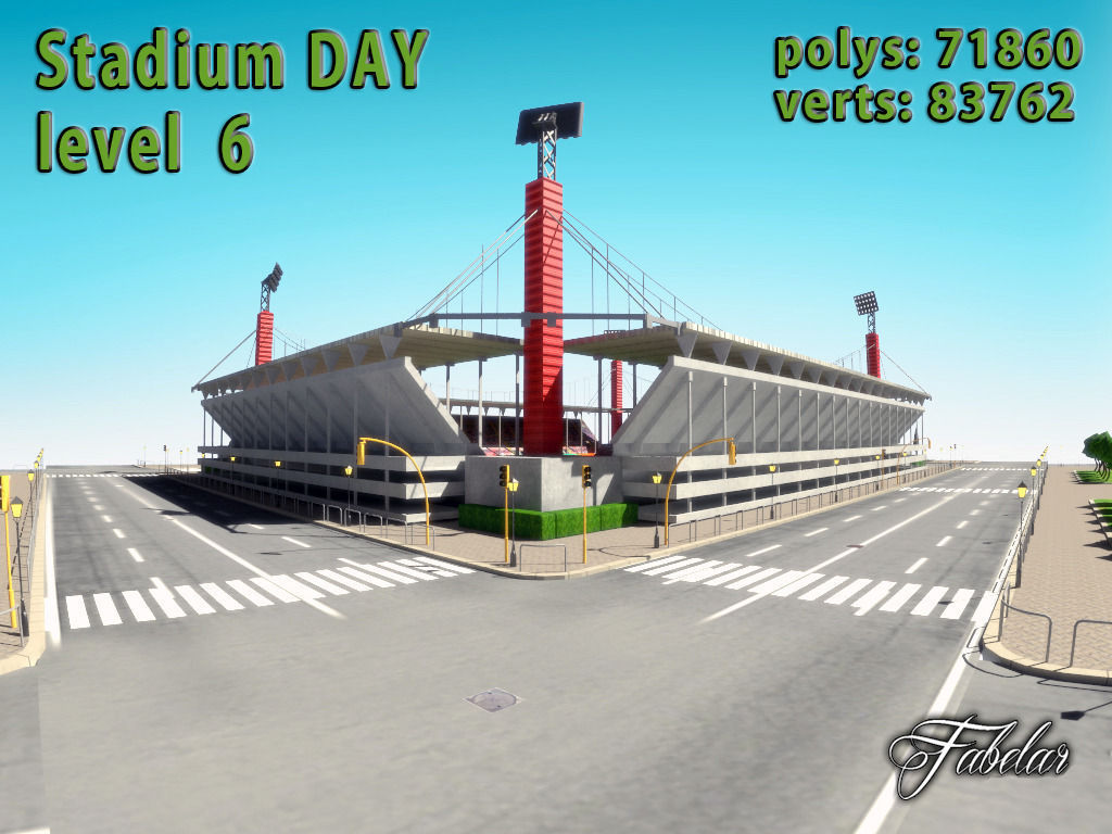 Stadium Level 6 Day-Night Low-poly 3D model_4