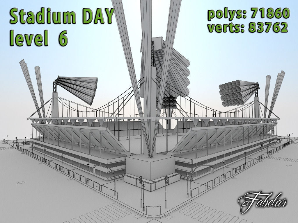 Stadium Level 6 Day-Night Low-poly 3D model_23