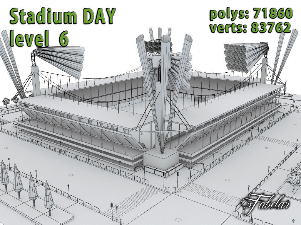 Stadium Level 6 Day-Night Low-poly 3D model_26