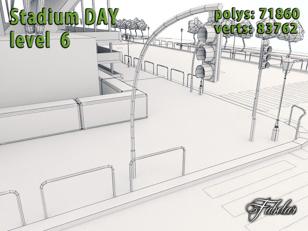 Stadium Level 6 Day-Night Low-poly 3D model_25