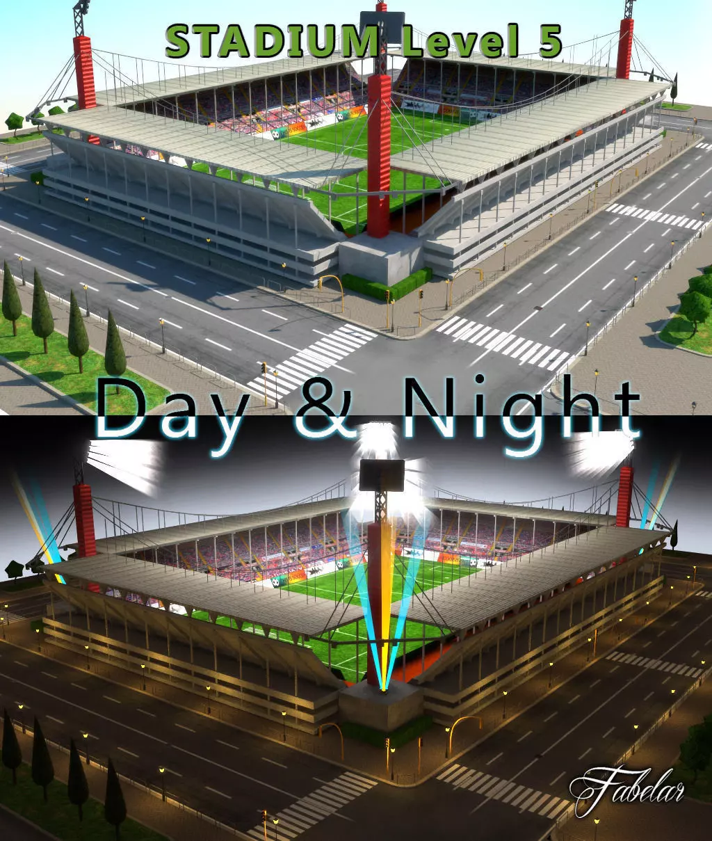Stadium Level 6 Day-Night Low-poly 3D model_0