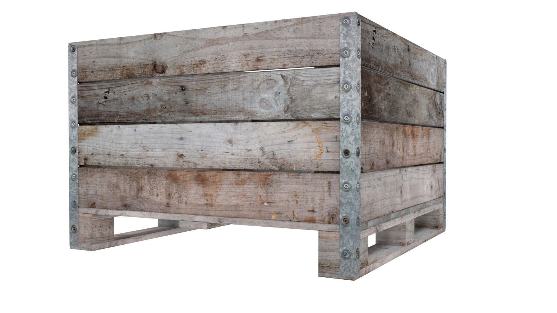 Wooden fruit crate 3D model_1
