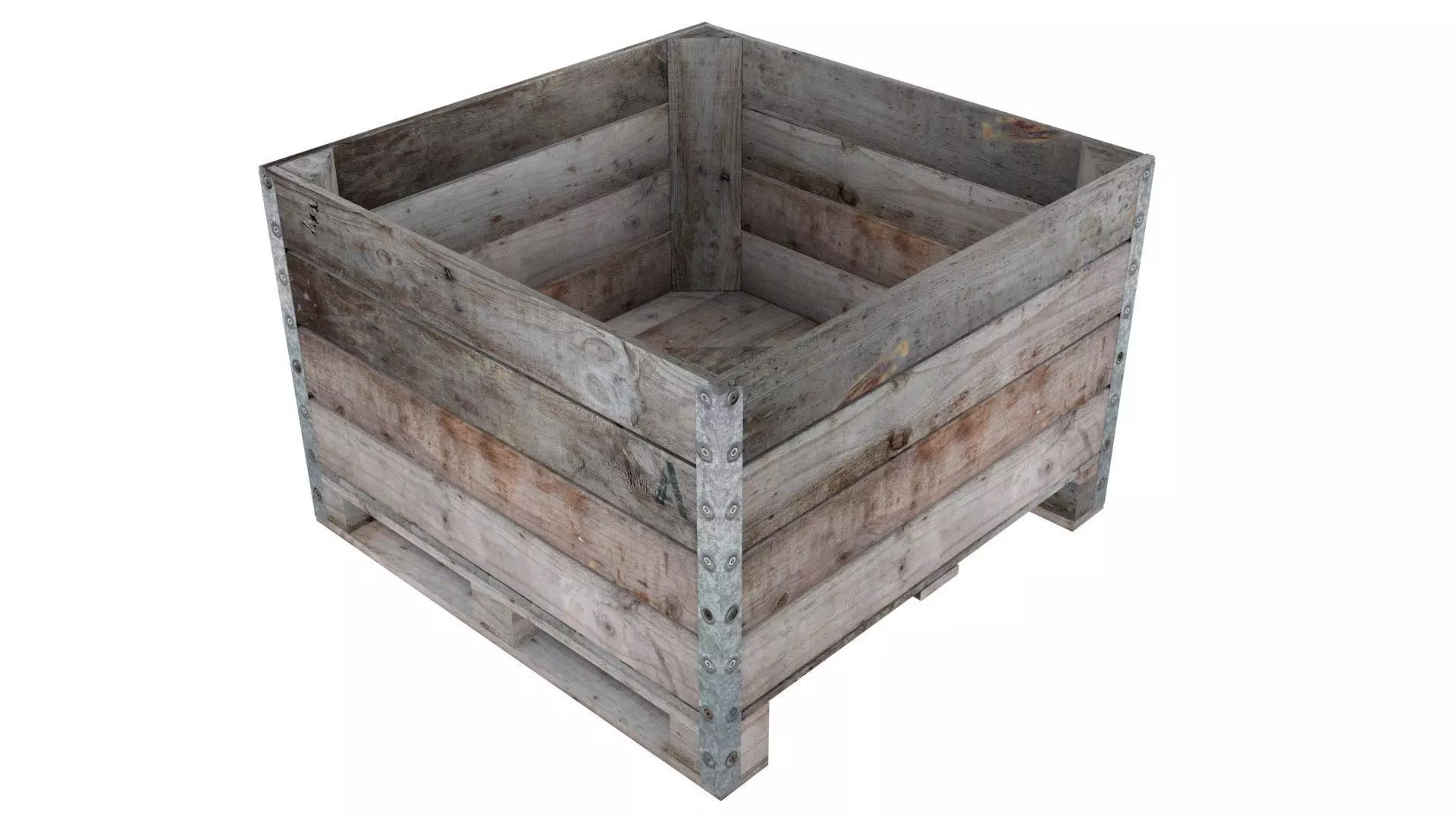 Wooden fruit crate 3D model_0