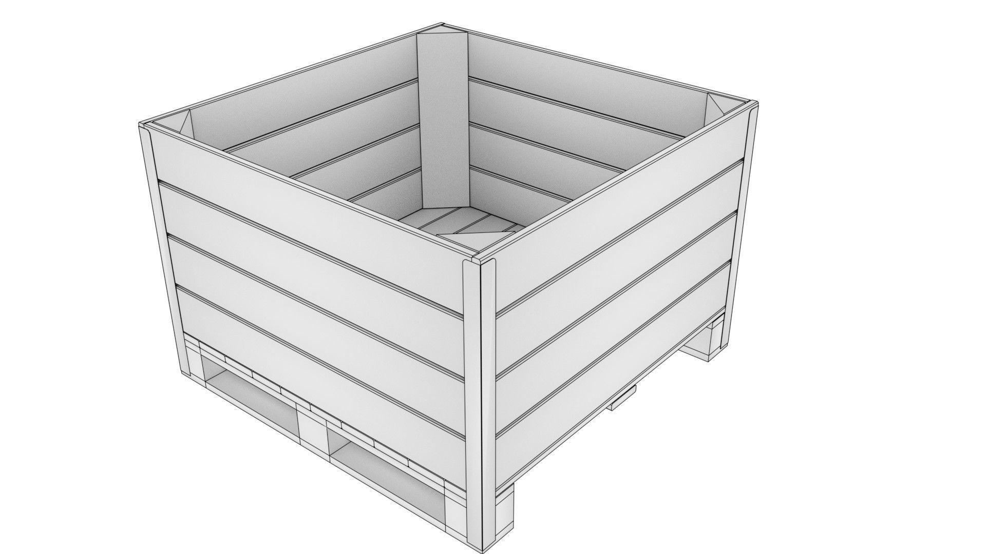 Wooden fruit crate 3D model_3