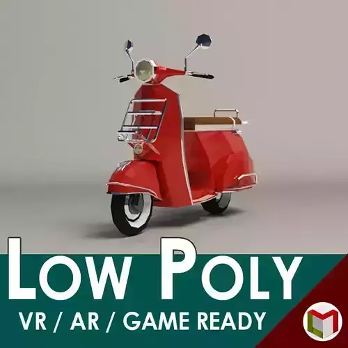 Low-Poly Cartoon Vespa Scooter