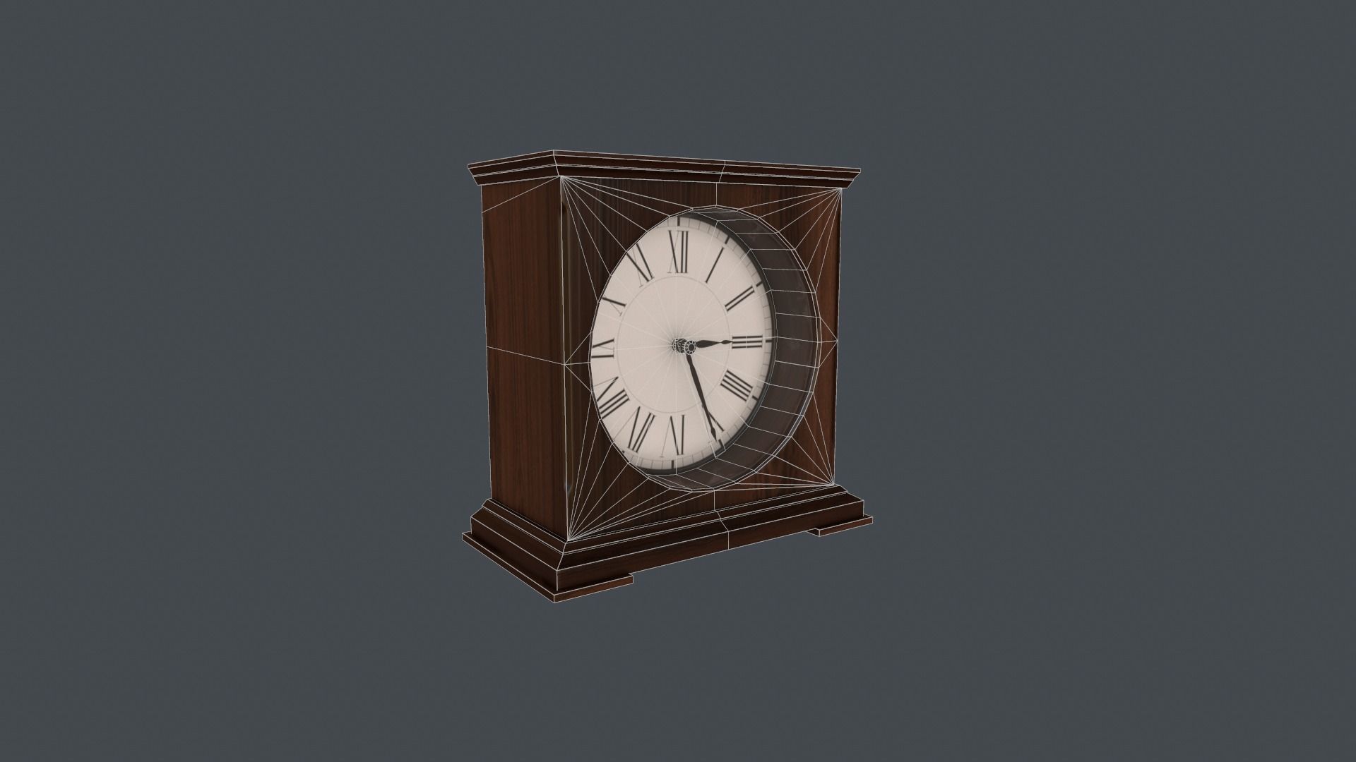 Game Ready Clock mantel Low-poly 3D model_7