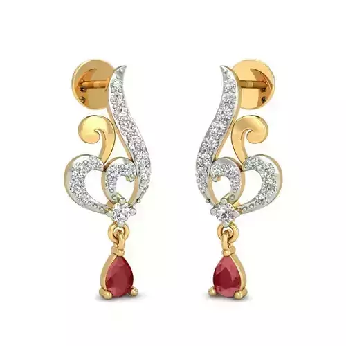PS-100 E ruby and diamond earrings gold