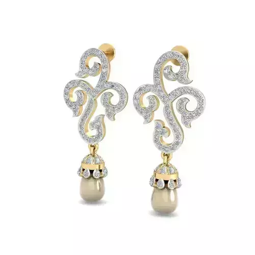 PE24a elegant pearl and diamond earring