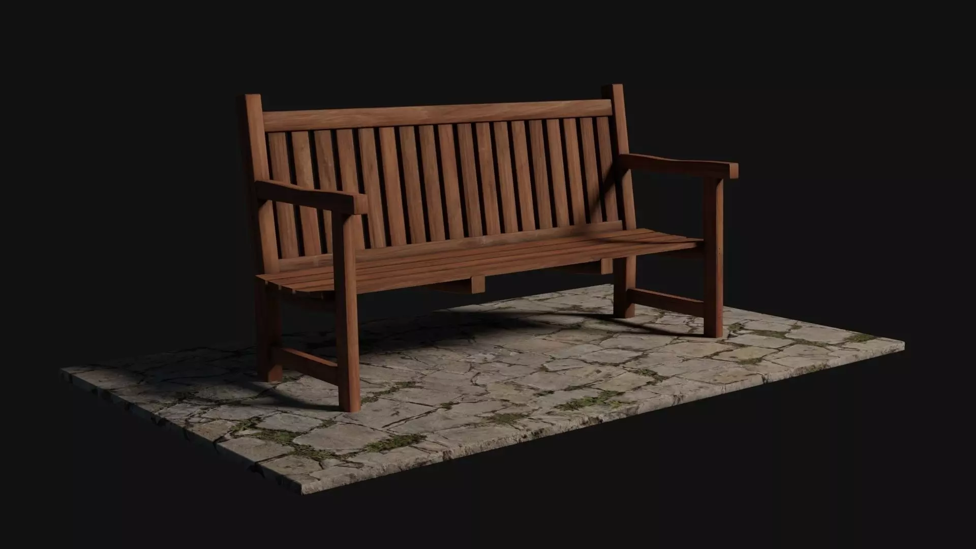 Wooden Bench Free low-poly 3D model