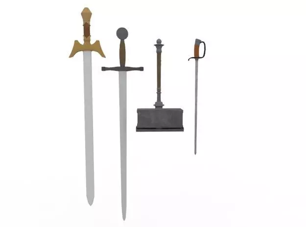 Weapon Collection 2 sword Low-poly 3D model_0