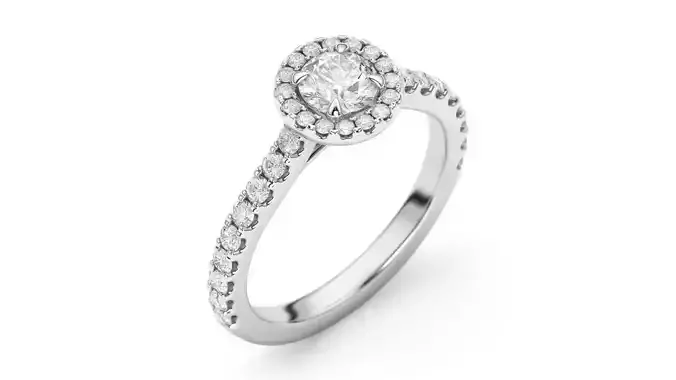 Classical Halo Ring Round 3D print model