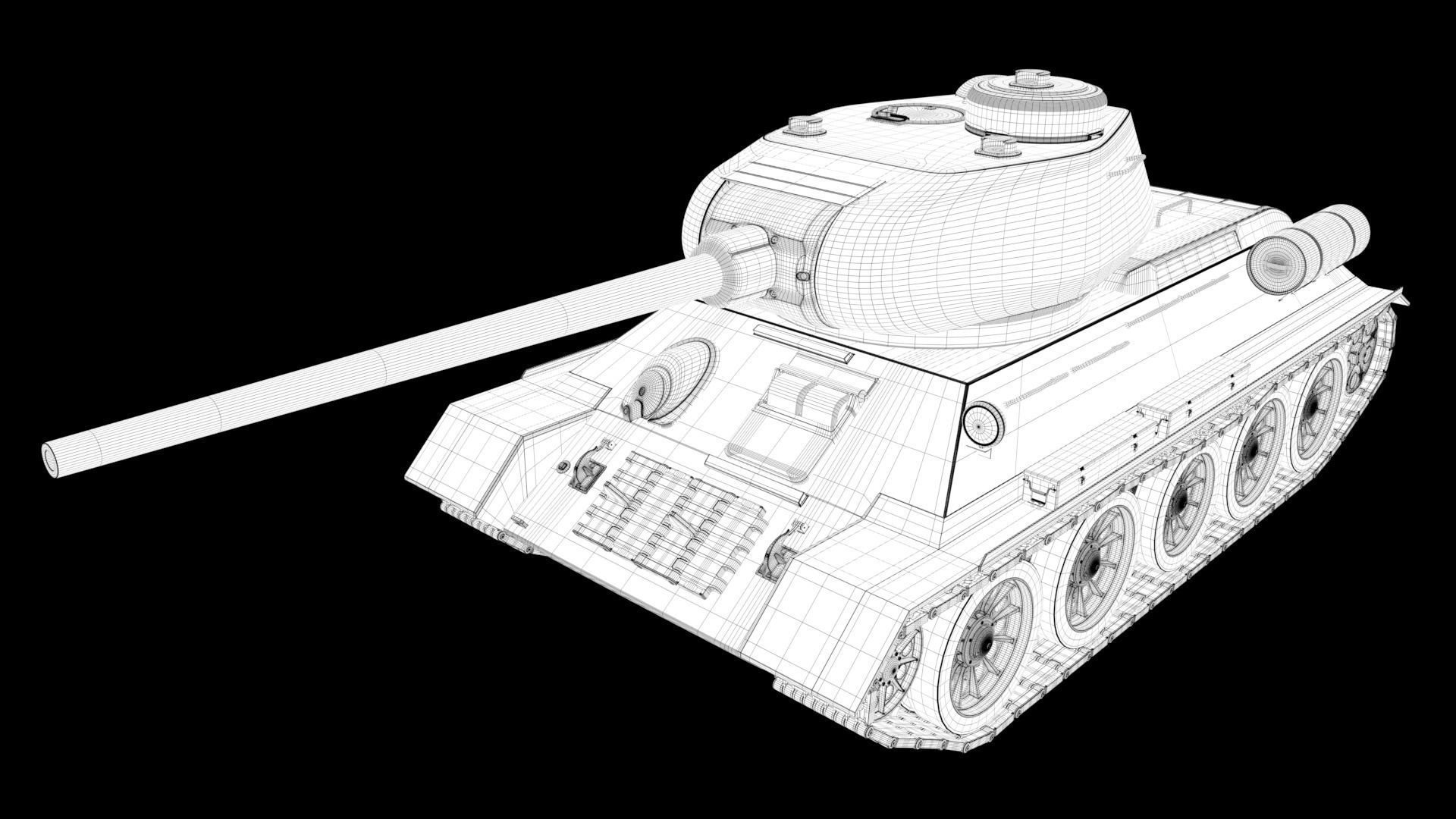 Tank T34 85  3D model_13