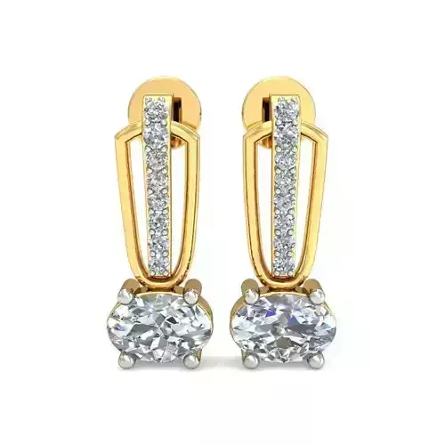 JRE3013 oval diamond stud earring gold
