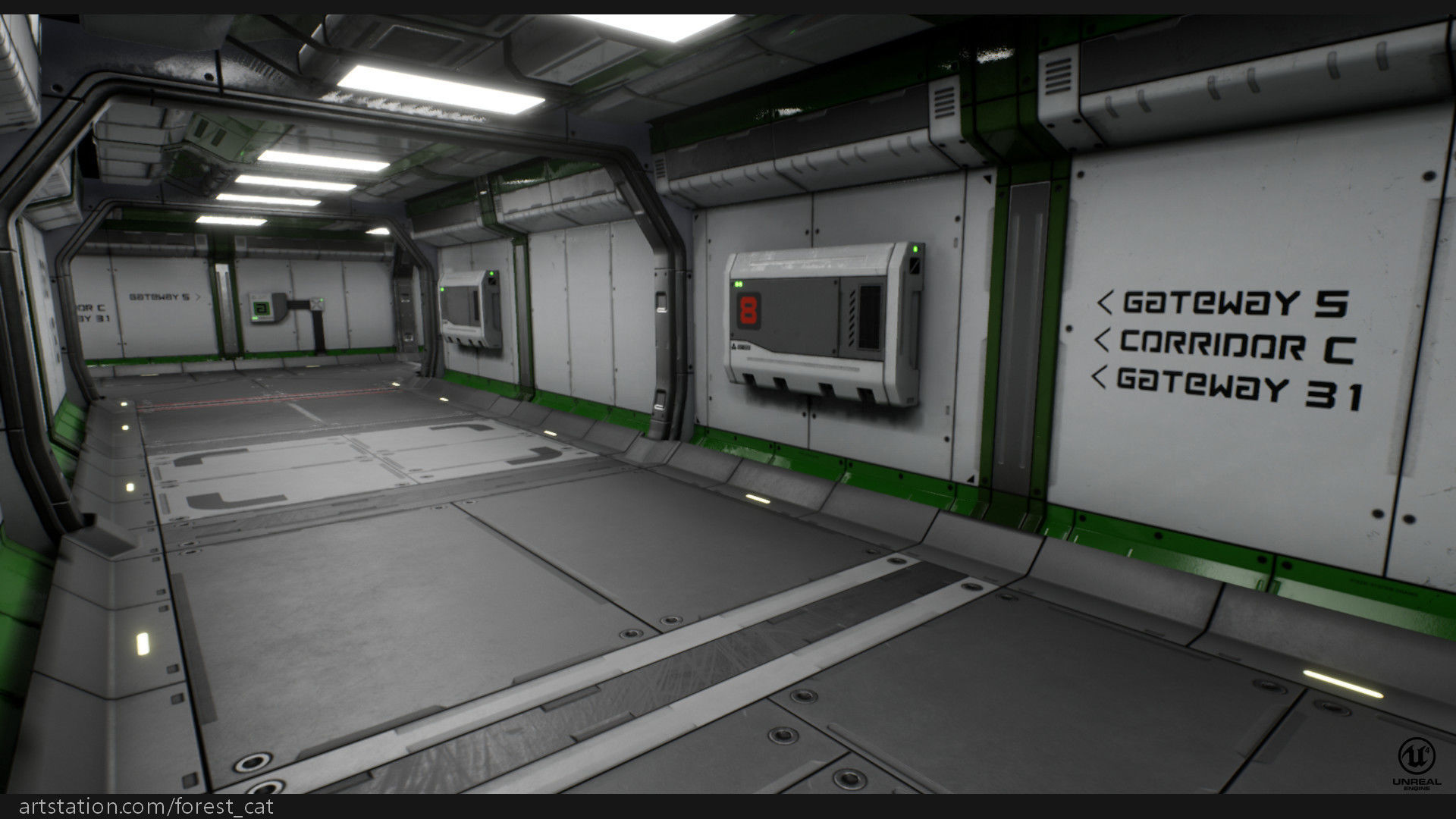 UE4 Modular Sci Fi Corridor B Low-poly 3D model_3