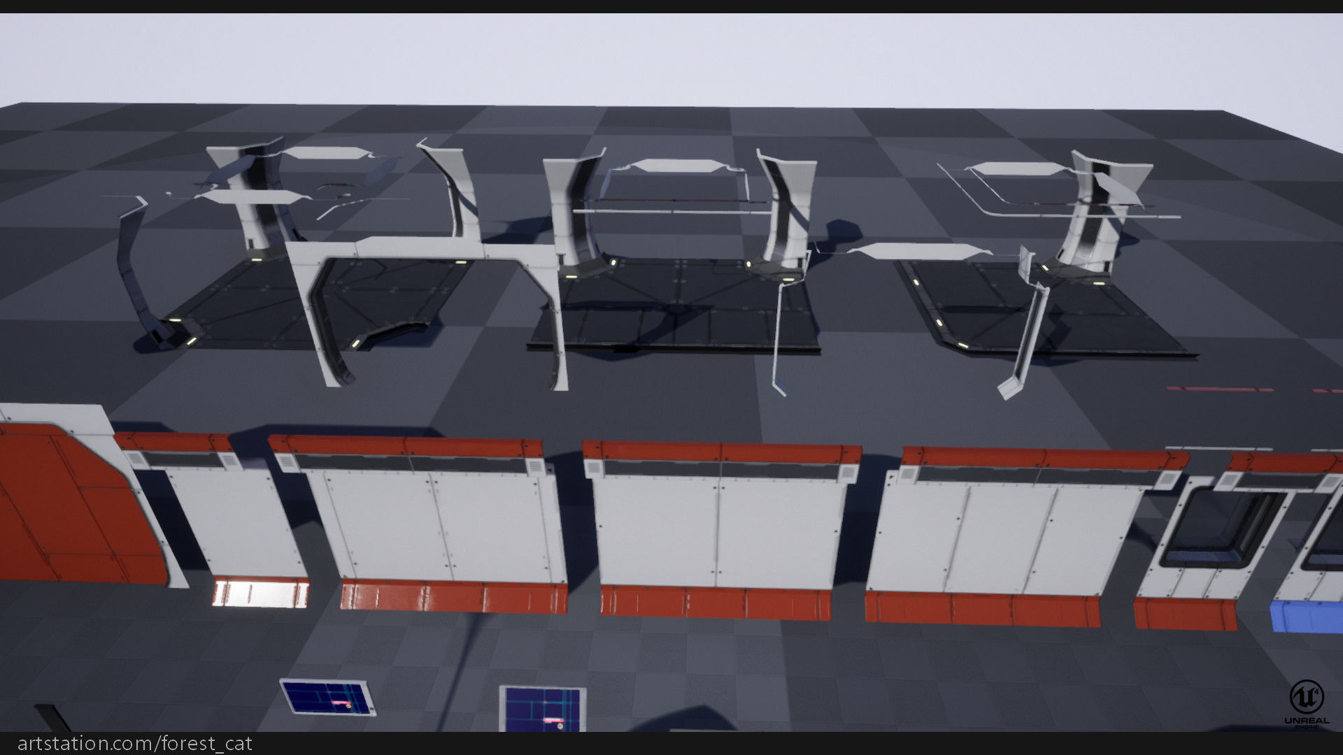 UE4 Modular Sci Fi Corridor B Low-poly 3D model_20