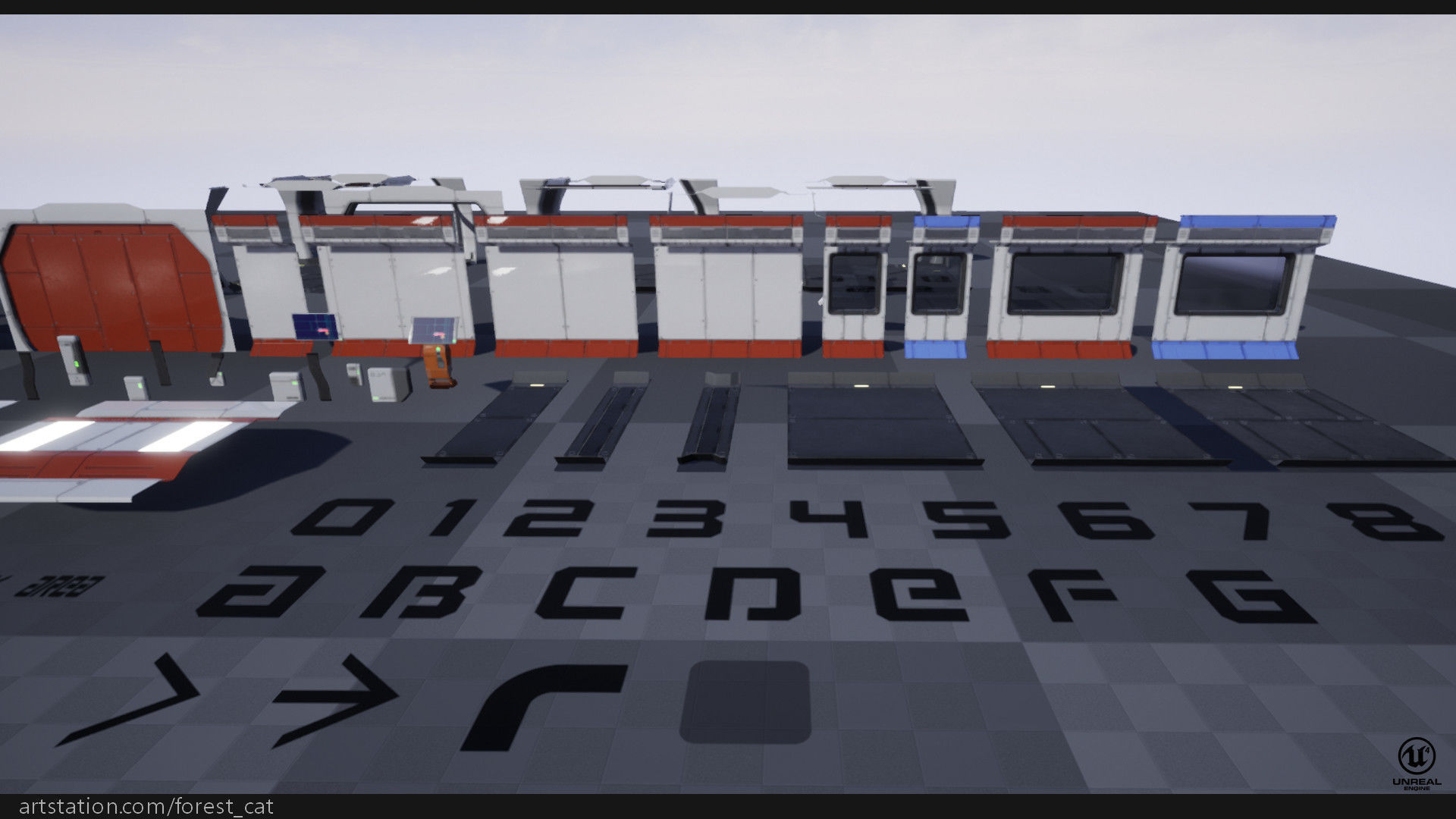 UE4 Modular Sci Fi Corridor B Low-poly 3D model_19