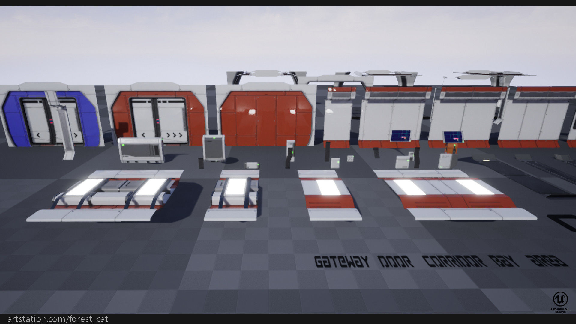 UE4 Modular Sci Fi Corridor B Low-poly 3D model_18