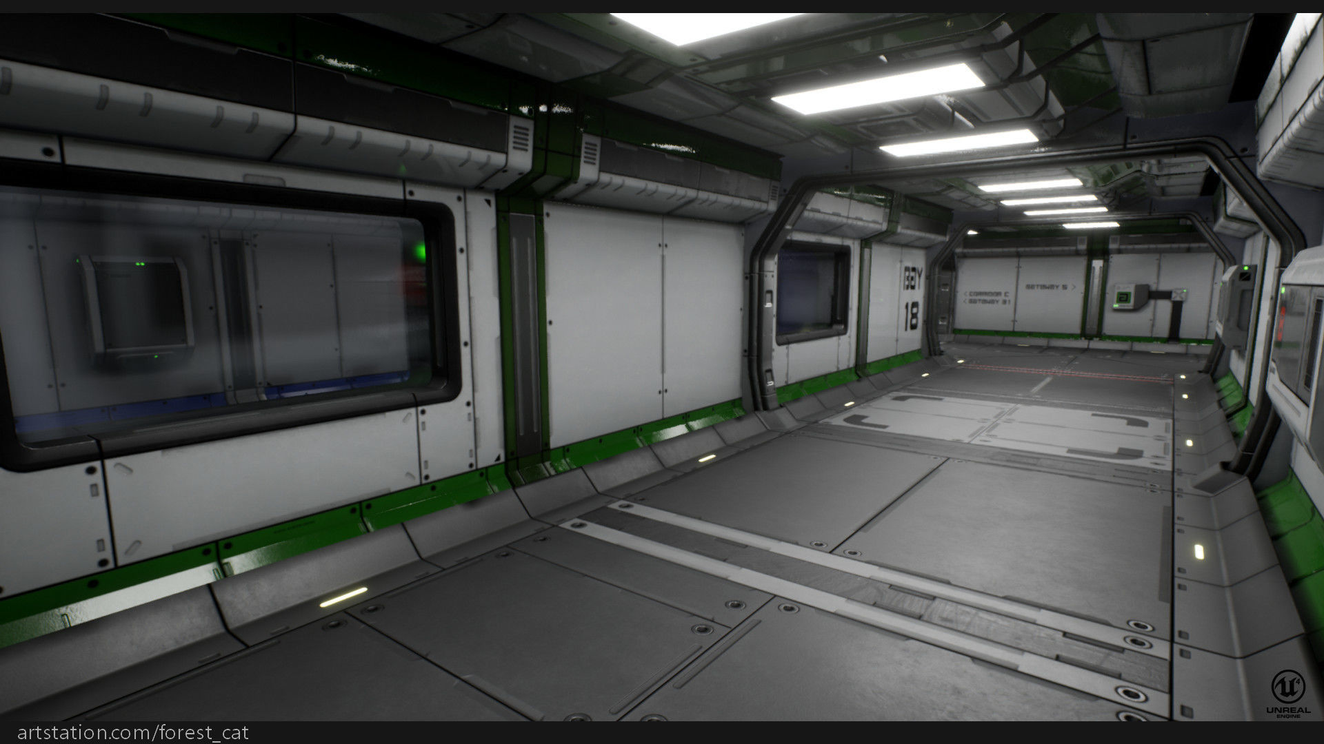 UE4 Modular Sci Fi Corridor B Low-poly 3D model_15