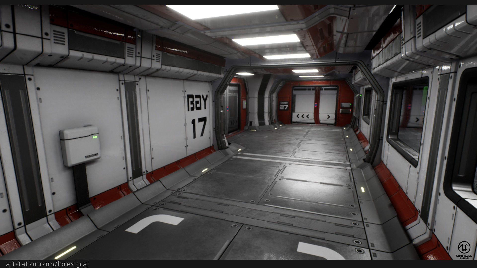 UE4 Modular Sci Fi Corridor B Low-poly 3D model_9