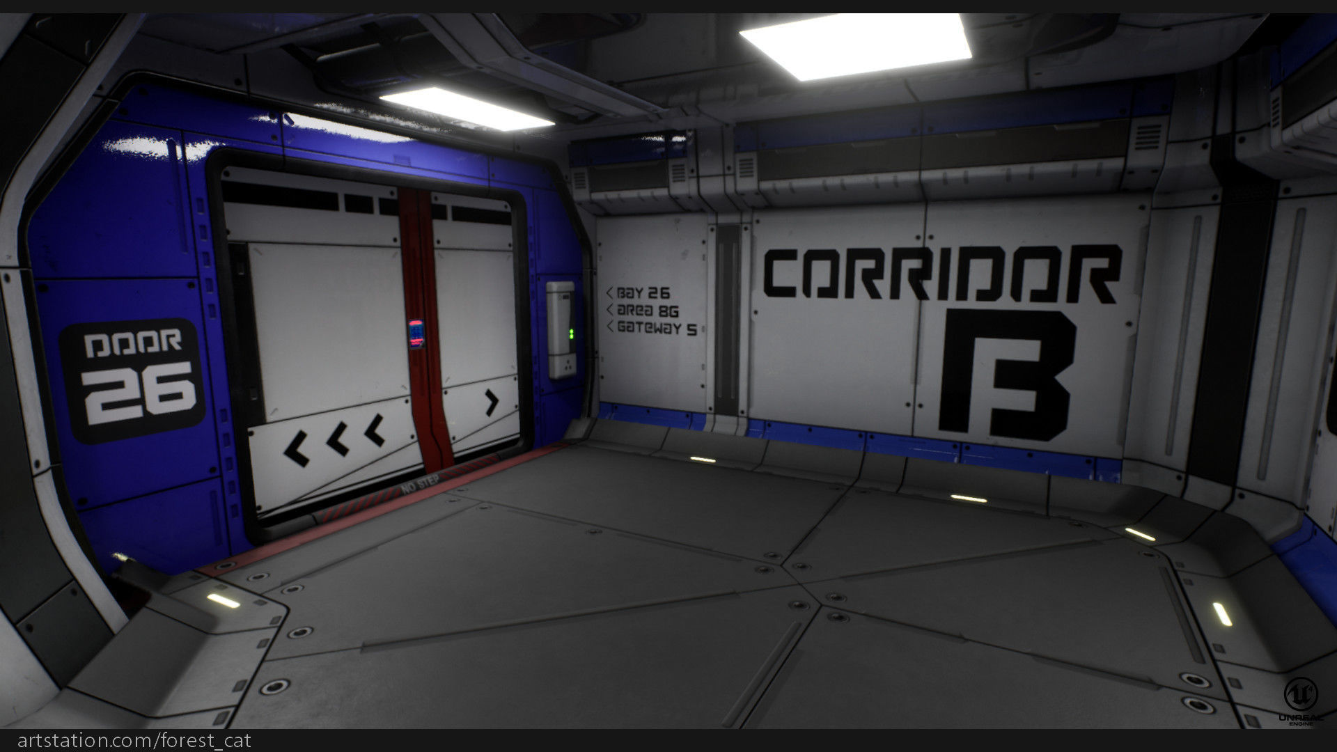 UE4 Modular Sci Fi Corridor B Low-poly 3D model_0